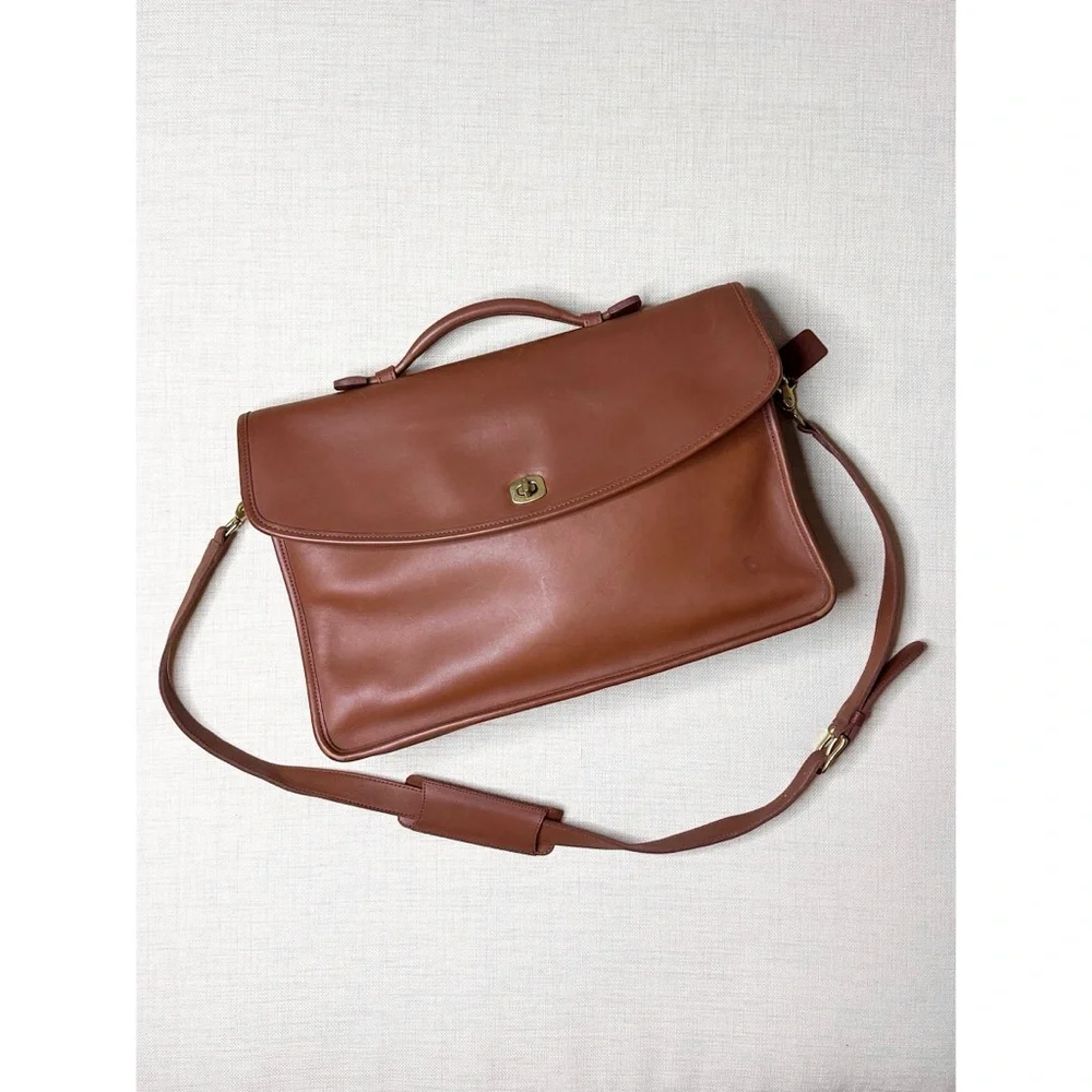 Coach Re(Loved) Vintage Lexington Leather Briefcase Messenger Bag British Tan